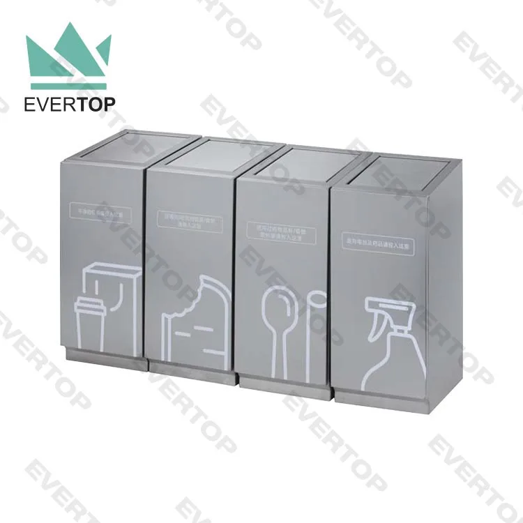 SD-48B Flip Lid Trash Can for Commercial Area Stainless Steel Rubbish Bin Public Sorting Dustbin Elevator Waste Bin Manufacturer