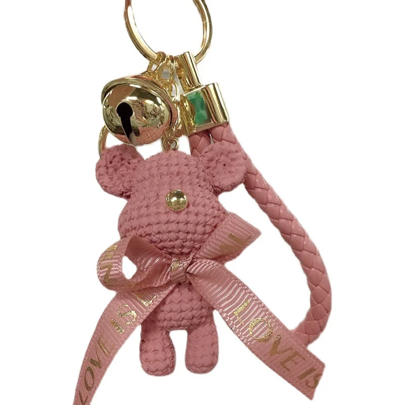 Fashion Cartoon Bear Doll Key Chain Resin Wool Cute Bear Car Keychain Bag Pendant Gift
