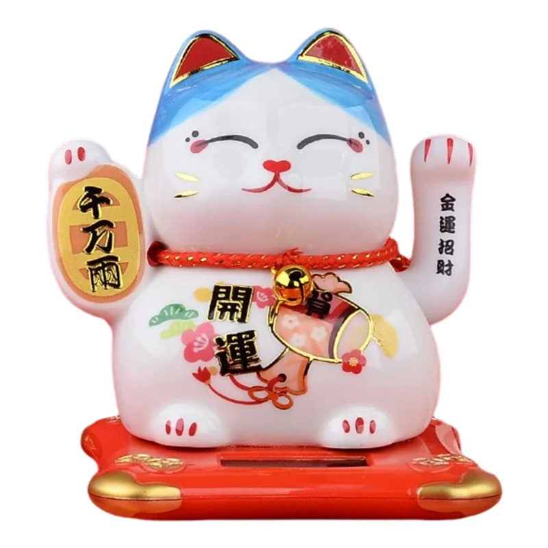 Statue Decoration Home Decor lucky cat Decoration 5 inch Ceramic solar fortune cat for home ornament gift