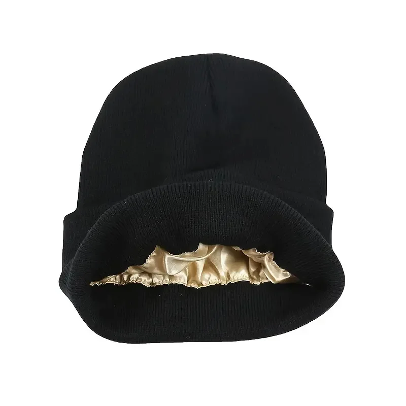 Wholesale Unisex Embroidery Knit Beanie Hats Multi-Color Custom Winter with Satin Silk Lining caps Digital Printing Image Style