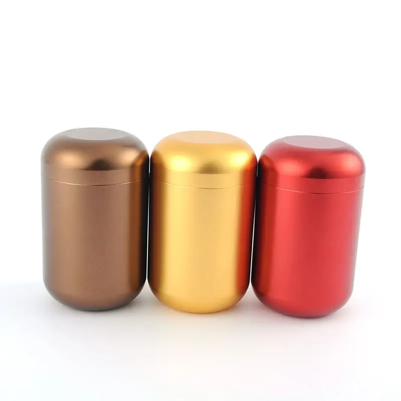 Factory stock wholesale Custom High Quality Aluminium Alloy Storage Jar 44*72mm Sealed Color Smoking Tobacco Storage Jar