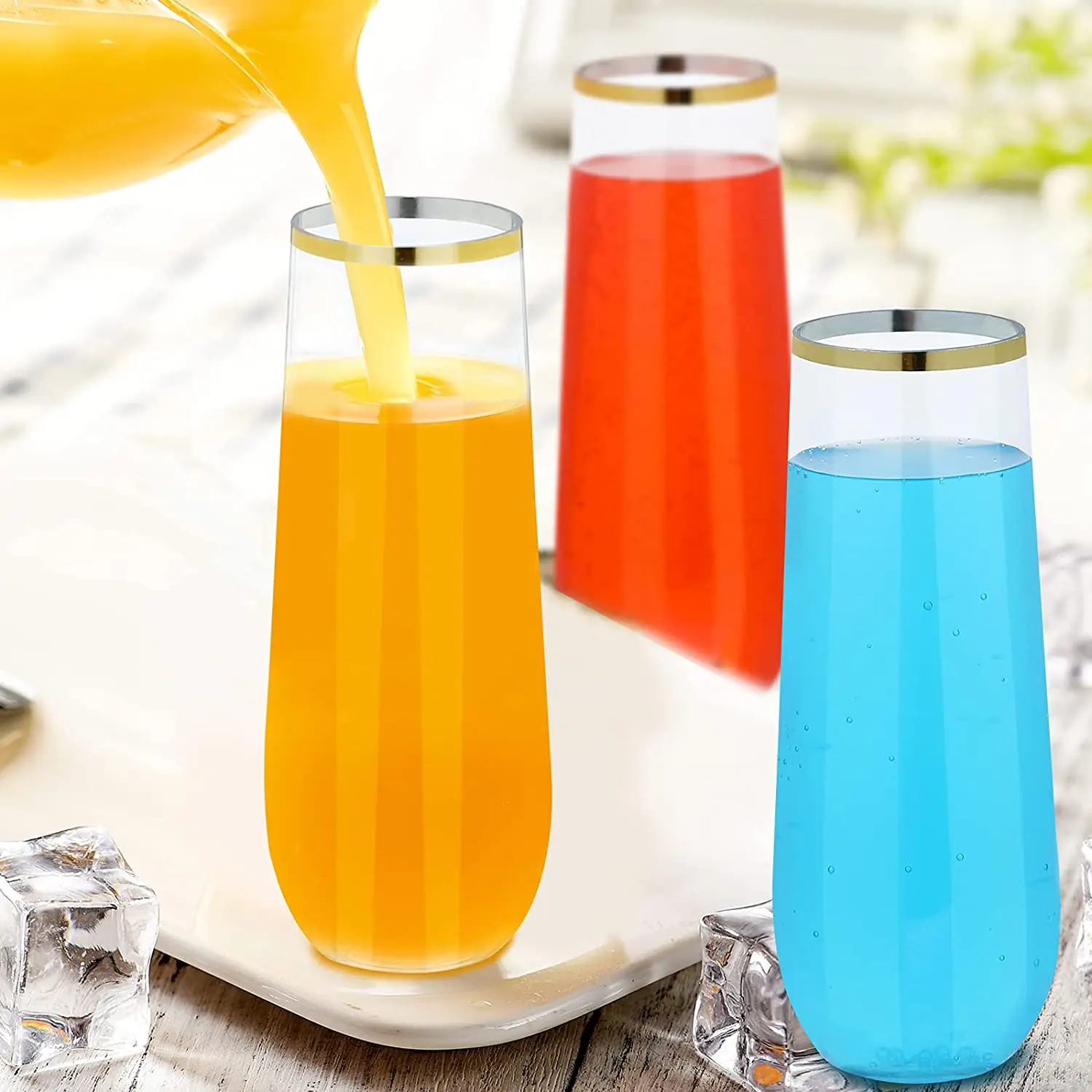 Clear Crystal Personalized Stemless  Recycled Shatterproof Disposable Unbreakable Drinking Cocktail Red Wine Glasses For Wedding