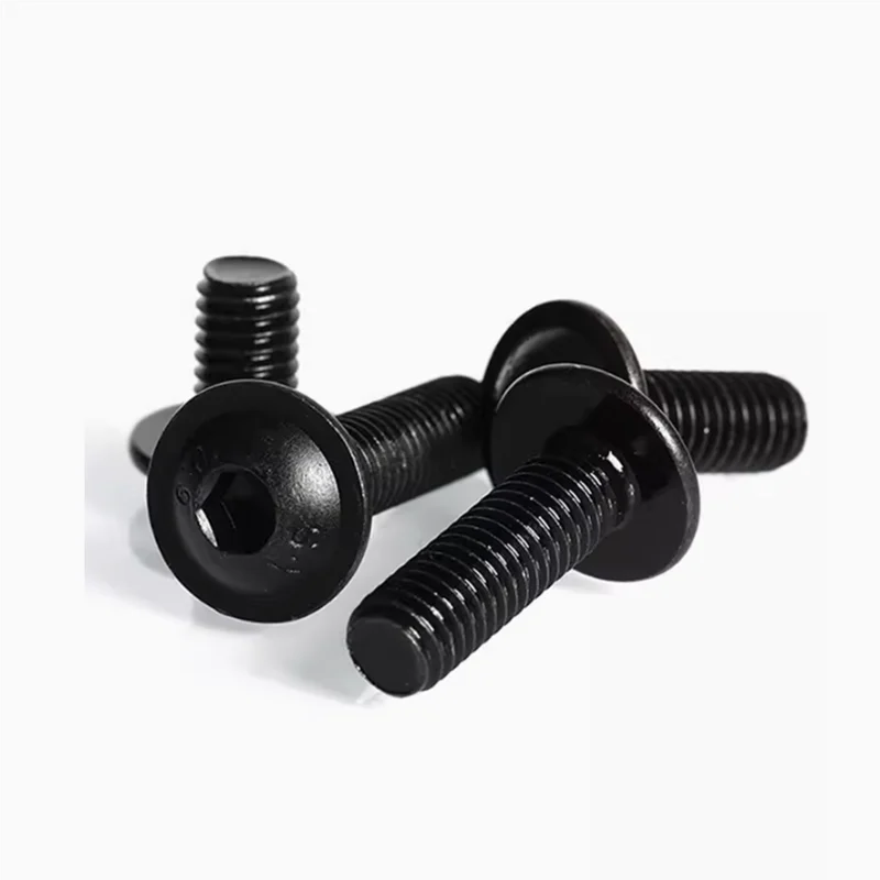 Custom M2 M3 M4 M5 Grade 10.9  Carbon Steel Fastener Black Round Pan Head Hex Hexagon Socket Machine Screw Bolts