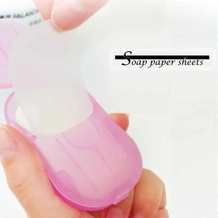 Wholesale OEM 20pcs Travel Supplies Portable portable soap paper sheets Transparent Disposable Soap Mini paper soap sheets