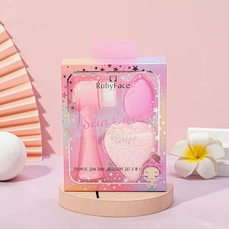 2 In 1 Portable Double Sided Fiber Bristle Silicone Face Brush Facial Cleansing Brush Cleansing Sponge Cleansing Suit