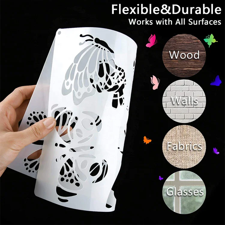 6 Pieces Butterfly Painting Stencils Dandelion Flowers Template  Reusable  Wall Stencils