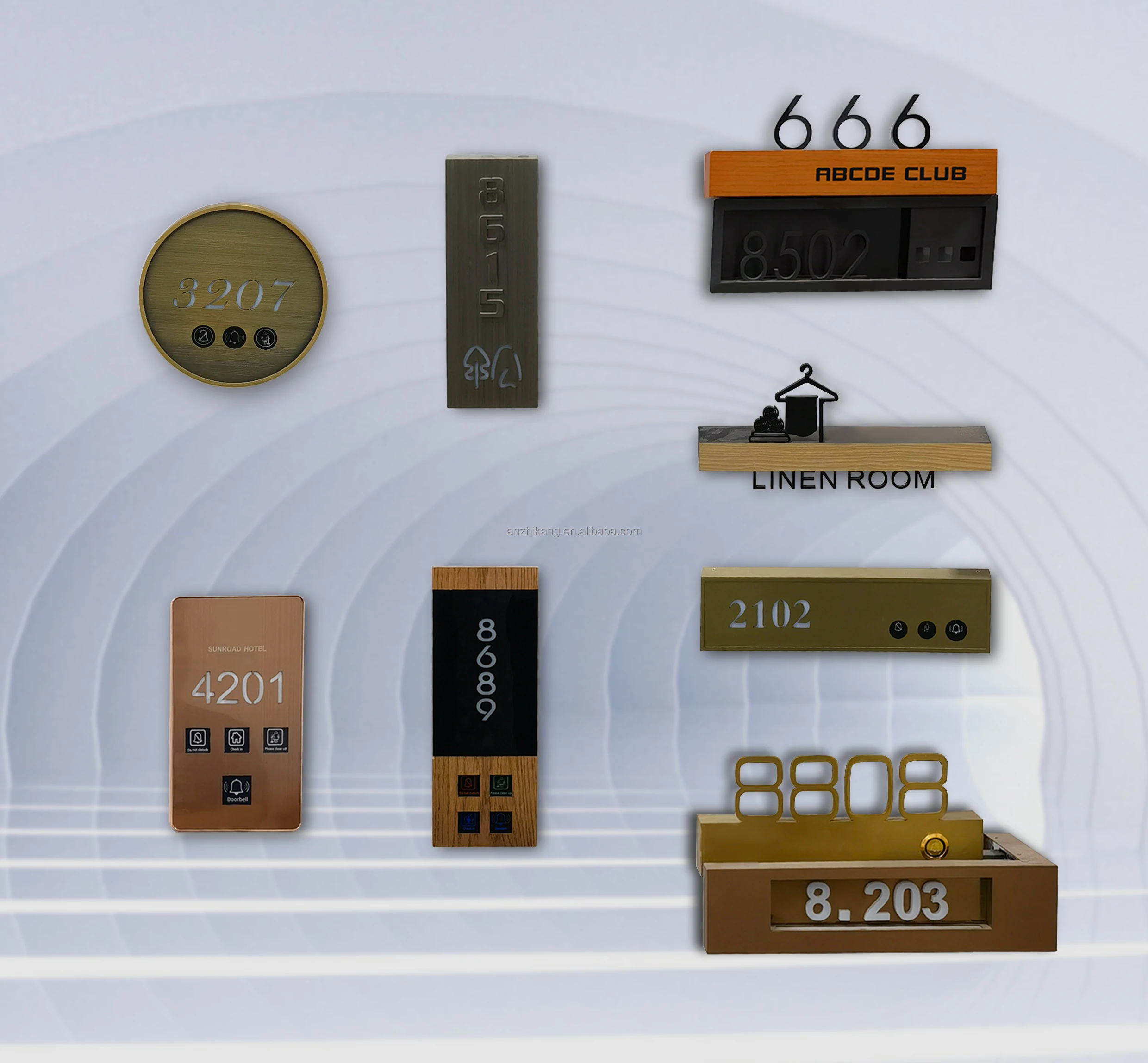 ANZHIK factory supply D3-TY-H Digital Room Door Number and Plate for Hotel, Apartment and House