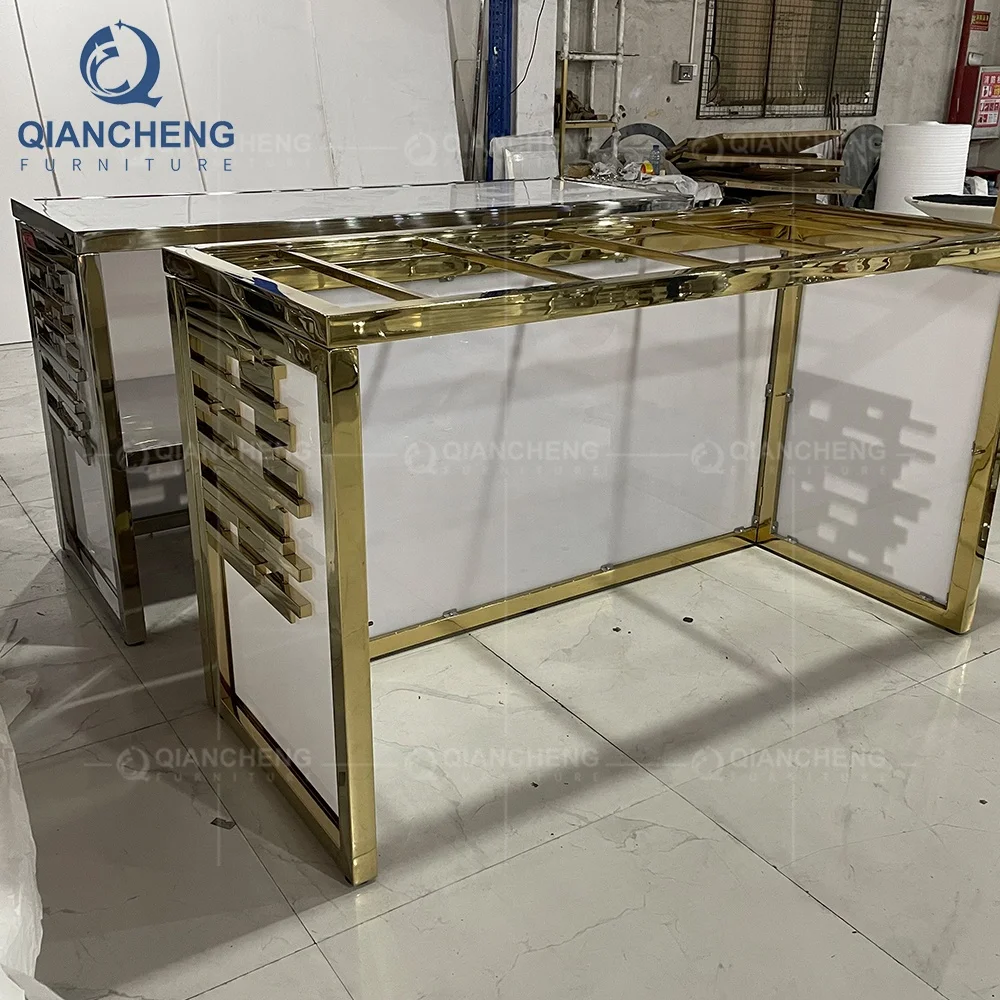 bar furniture commercial furniture outdoor wedding golden bar style table modern stainless steel chrome bar table party