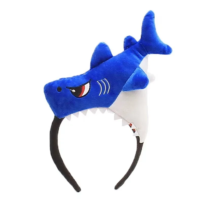 Wholesale Cute cartoon stuffed animal toys head hoop funny marine animals series hair hoop shark hair card headwear