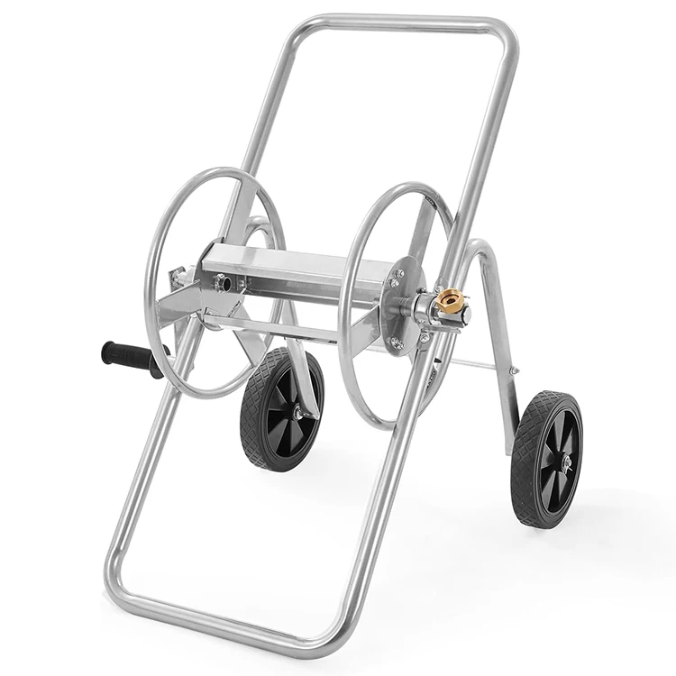 JH-Mech Garden Water Hose Reel Cart Hold Up to 175 ft of 5/8 Hose Tool Standing Outdoor Planting 4 Wheel Garden Hose Reel Cart