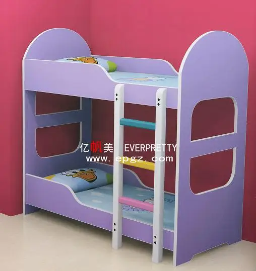 Kindergarten Home Furniture Eco-friendly Twin Colorful Wooden Kid Bunk Bed