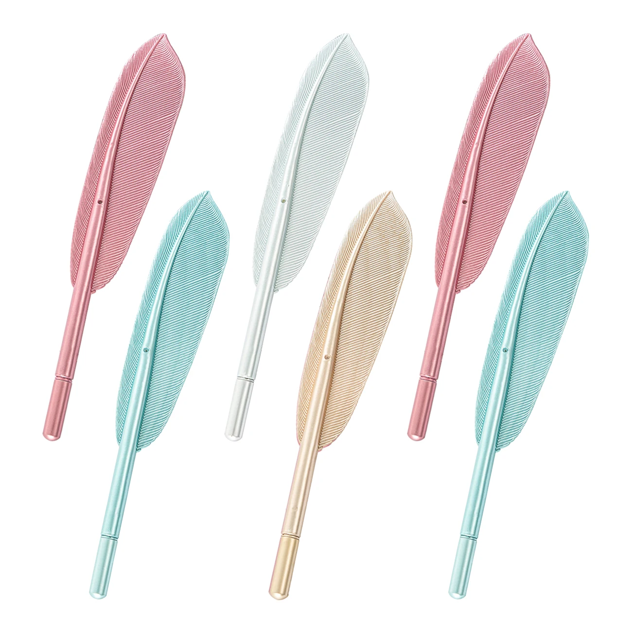 Novelty Craft Retro Style Neutral Feather Pen Creative School Office Multi-color Pen Feather Plastic Ball Pen