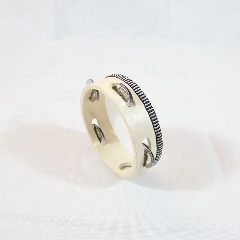 wholesale percussion instrument wood tambourine with sheepskin tambourine