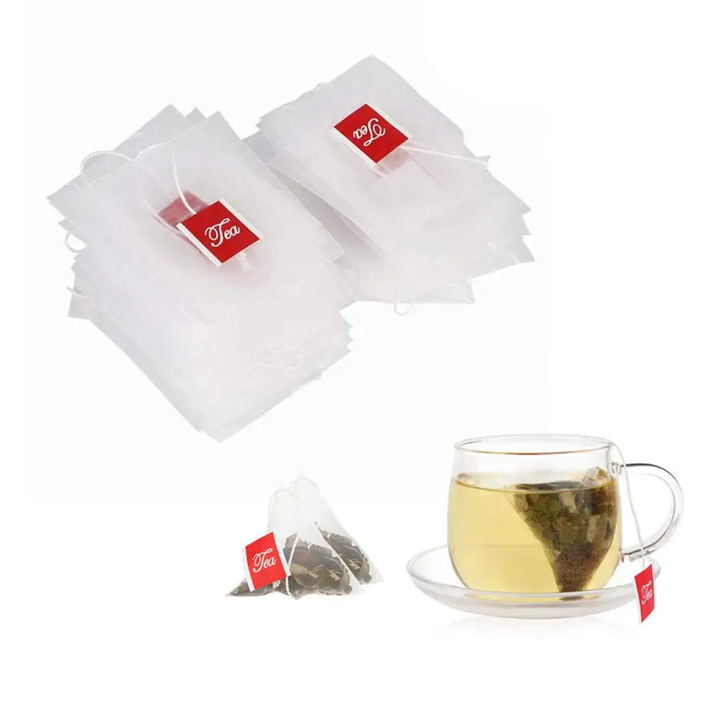Biodegradable Triangle Heat Seal Empty Nylon corn fiber Mesh Pyramid Shaped Tea Bag