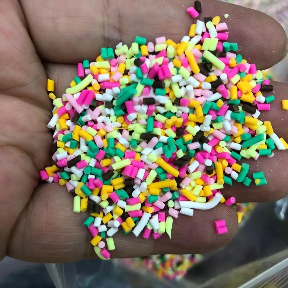 
New 500g Long Cylindrical Polymer Hot Soft Clay Sprinkles Colorful For DIY Crafts Tiny Cute Plastici Accessories 
