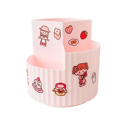 360 degree rotating pen holder creative fashion cute stationery student desktop Nordic simple oblique insertion storage box
