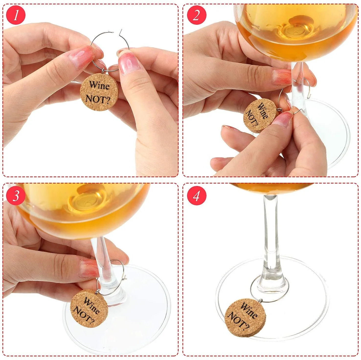 12 Pack cork wine glass charm rings for Party Supplies Wedding Decoration