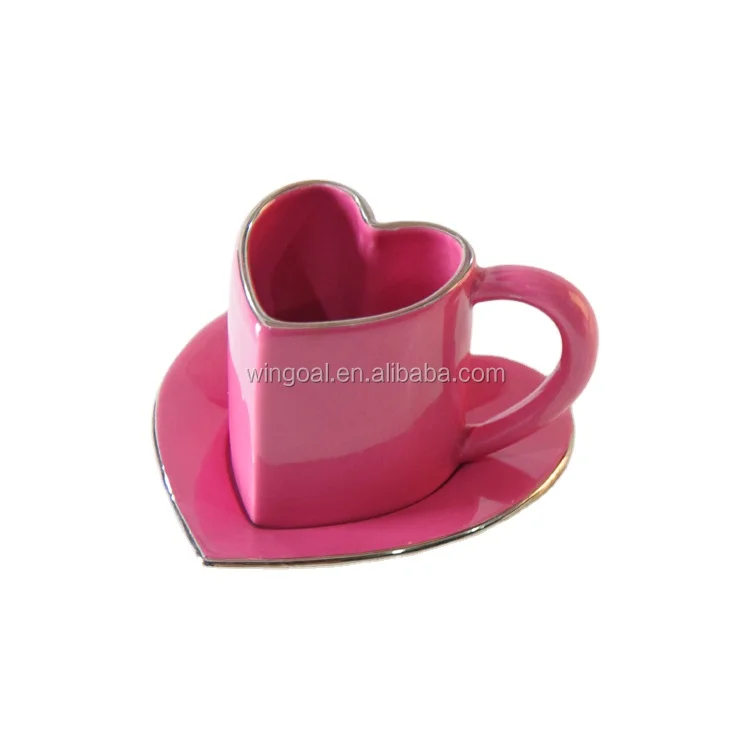 Ceramic heart shape coffee mug