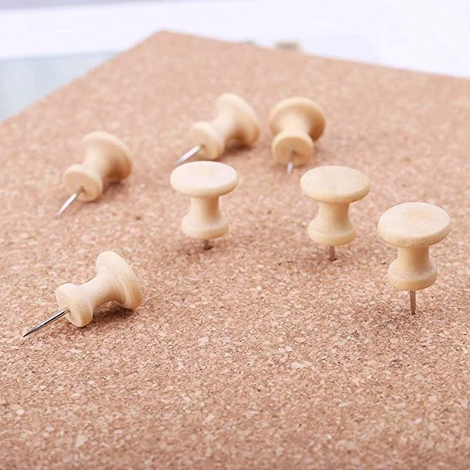 Wooden Push Pins Walnut Wood Thumb Tacks Decorative for Bulletin Boards Cork Boards Foam Boards