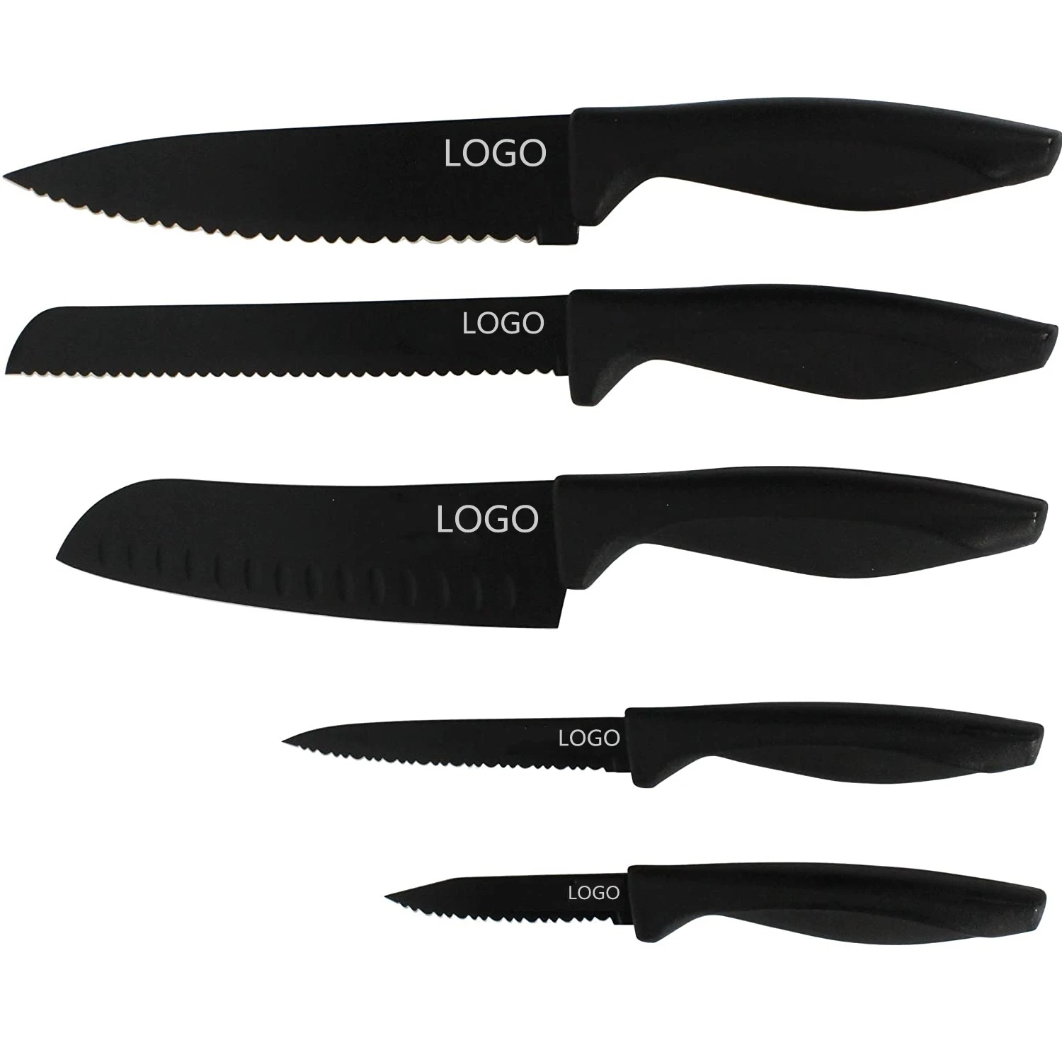 Керамический кухонный нож с черным антипригарным покрытием, набор из 5 кухонных ножей шеф-повара