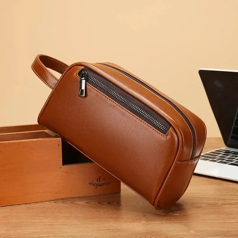 2024 Business Casual Waterproof PU Leather Handbag Password Lock Anti  Large Capacity Business Hand Bag For Men