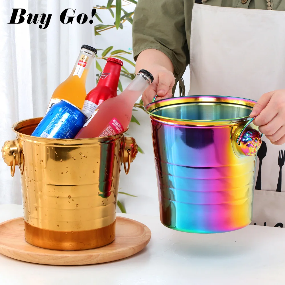 High Quality Champagne Bucket Beer Wine Tubs Titanium Plated Stainless Steel Ice Bucket for Bar Clubs