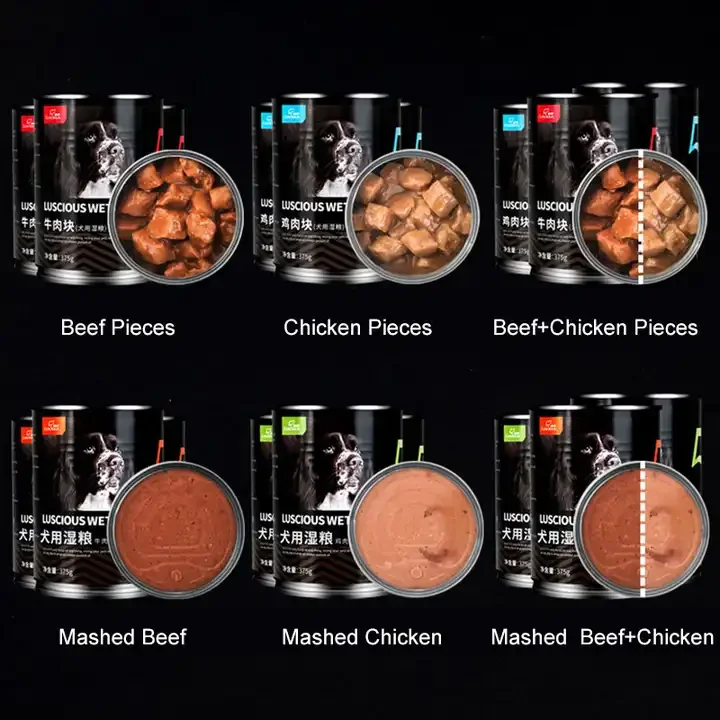 375g Factory Hot Selling Pet wet Food Wholesale  OEM ODM Multiple Flavors Cat Dog Snack Cans