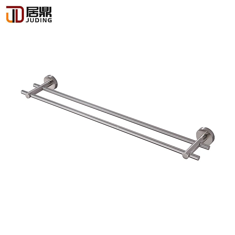 Hot Sale Wall Mount Zinc Alloy Sand Nickel Finishing Double Towel Rail For Bathroom