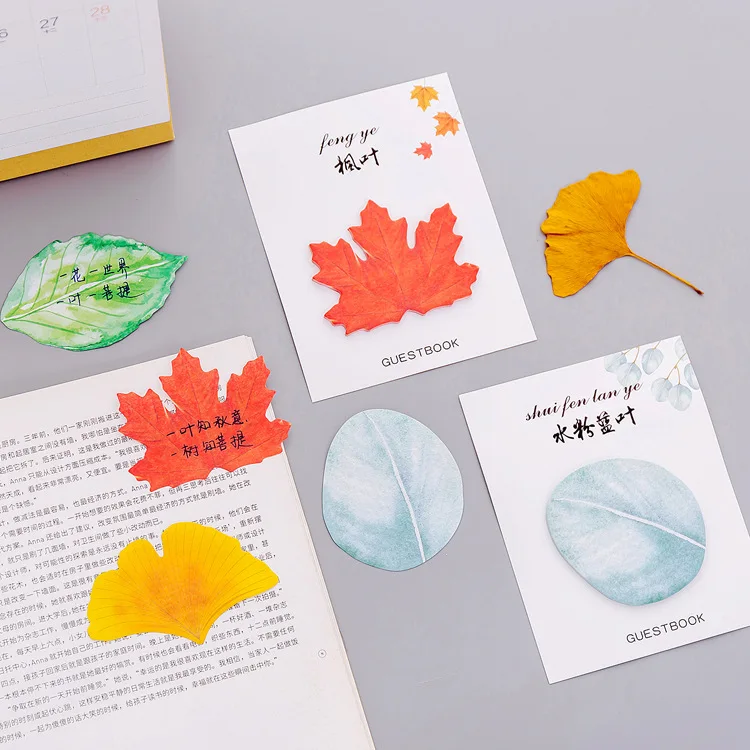 Kawaii Memo Pad Bookmarks Creative leaves Sticky Notes Posted It Planner Stationery School Supplies Paper Sticker