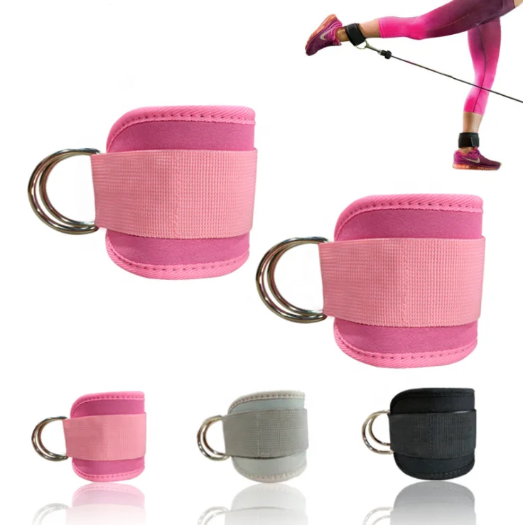 Custom neoprene adjustable D-Ring ankle straps cuffs for cable