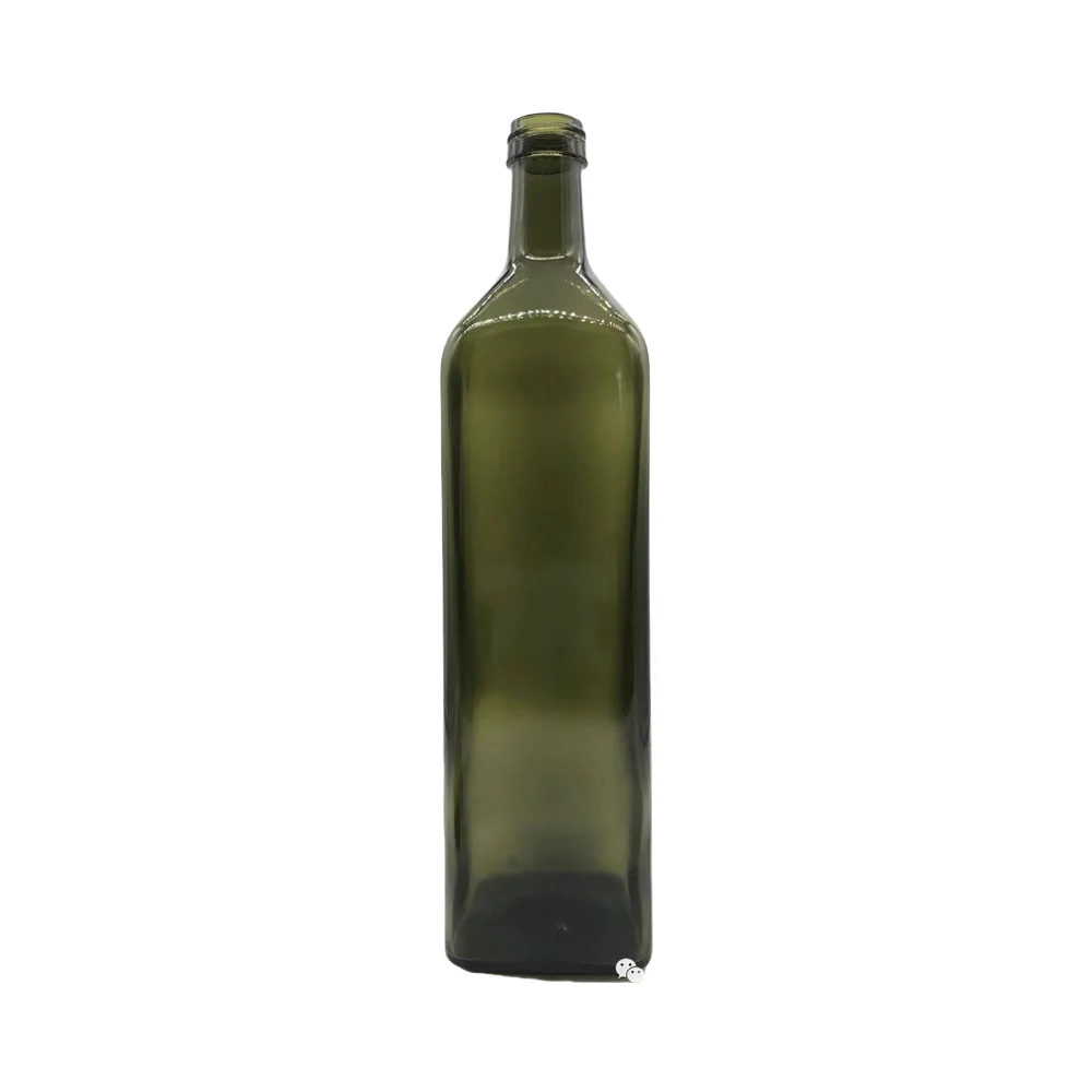 Wholesale 100ml 250ml 500ml 750ml 1000ml Food Grade Empty Dark Green Square Glass Bottles for Vinegar Olive Oil Other Liquids