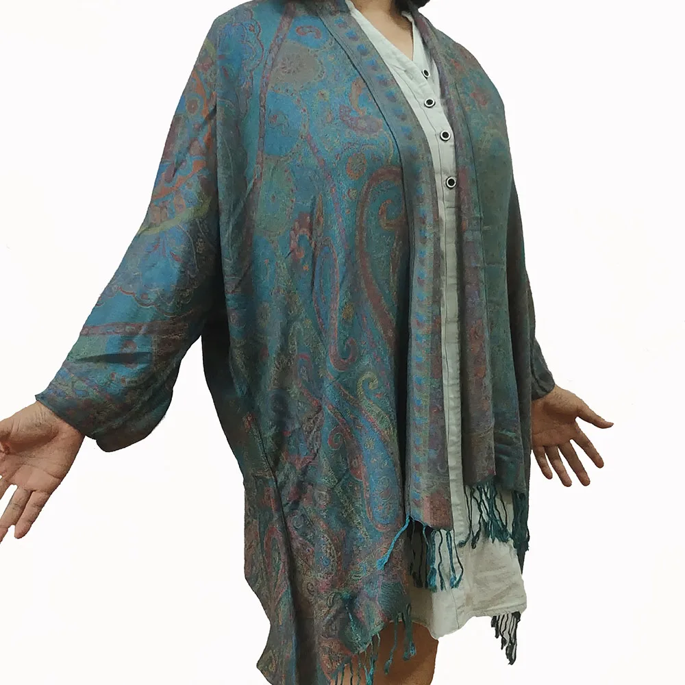 Coloful Pashmina Kimono Wholesale New Designs Paisley Pashmina Softest Wholesale Long Robes for Women