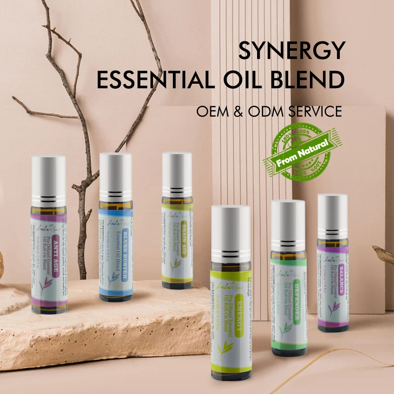 Wholesale private label 100% pure distillation Peppermint Lavender Aromatherapy anti age skincare essential oil blending roll on