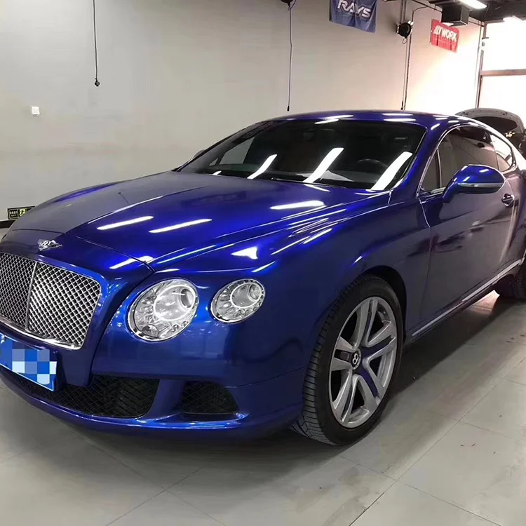 1.52*18m Car Body Color Change Super Glossy Bright Metal Blue Air Bubble Free Self-Adhesive Vinyl Vehicle Wrap Film Sticker