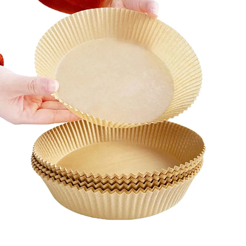 Custom Diy 7 Inch Woolworths Disposable Tray Basket Oven Use Barbecue Air Fryer Wax Paper for Air Fryer Round Oil Free Bamboo