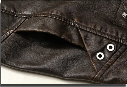 2021 New Men Motorcycle Winter Warm Padded PU Leather Jacket