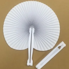 White round Shaped Paper Fans with Handle Hand Fans for Wedding Birthday Party Favors Gifts Fan