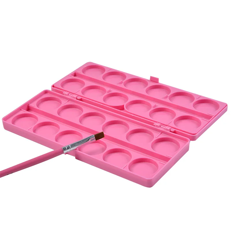 Factory Direct Nail Art 24 grids Double layer paint box Fine Art Painting Pigment Palette manicurist Tray with lid
