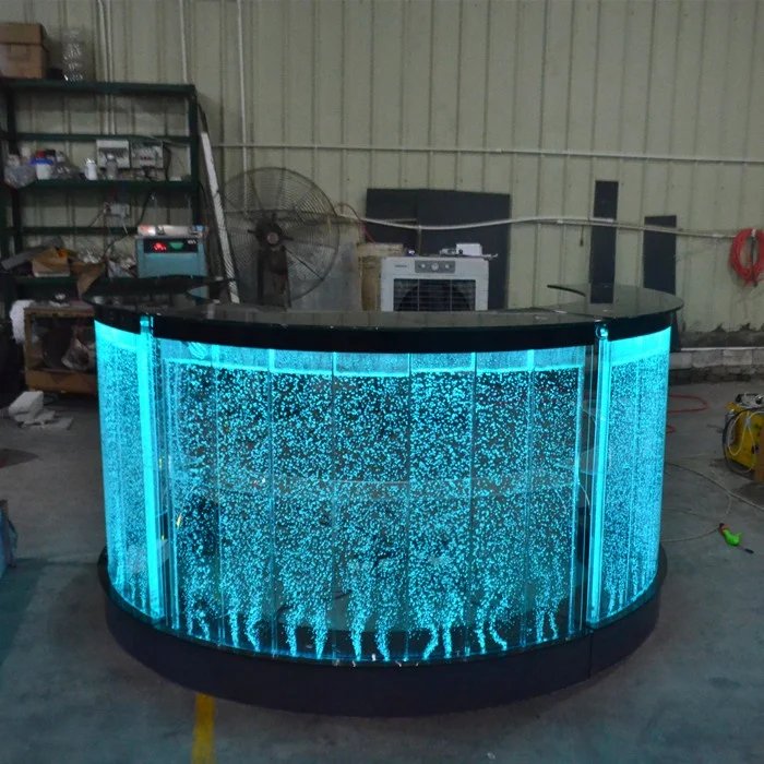 Foshan commercial acrylic night club water bubble wall led bar table dj counter design