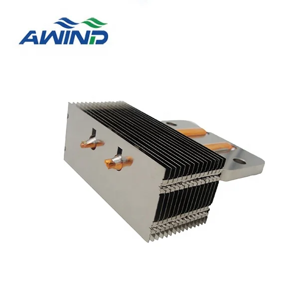 Custom aluminum profile zipper stacked fin heatpipe heat sink 100w 200w heatsinks