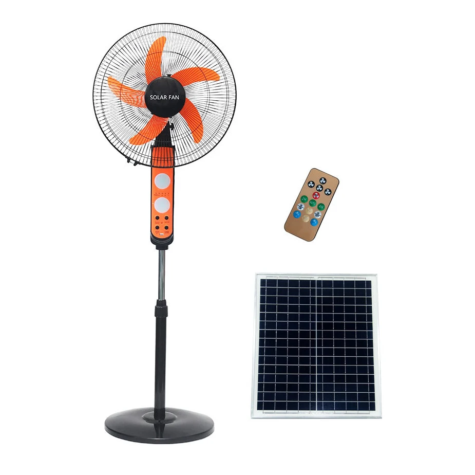 Factory OEM High Efficiency Home Height Adjustable Wide Angle Adjustment Outdoor Fans Home 16 Inch Solar Fan with battery