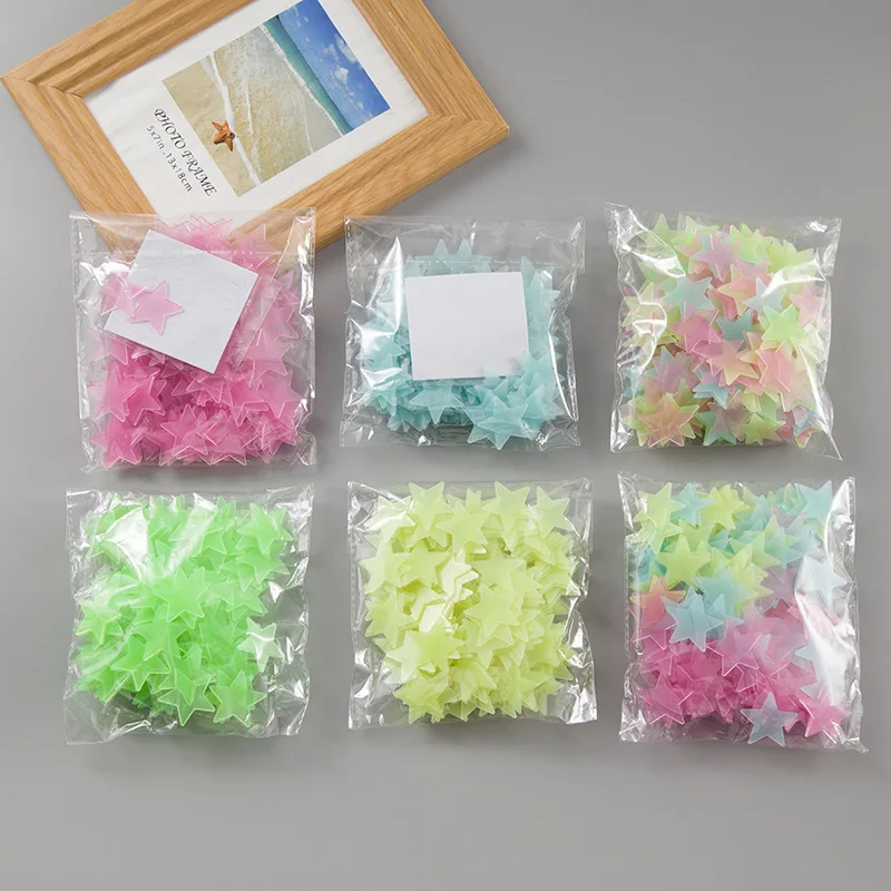 
100pcs Glow In The Dark Stars Glow Wall Stickers Stars Luminous luminous glow sticker 