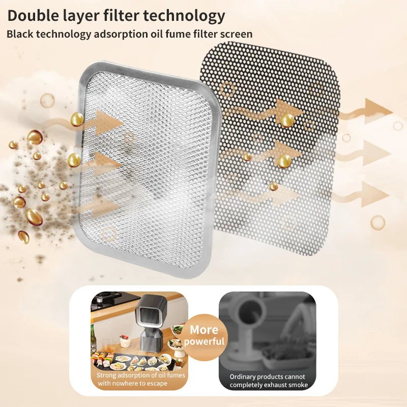 Portable kitchen electric mini desktop range hood with exhaust function ,multi filter oil extractor