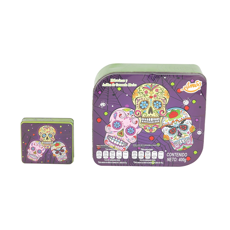 Custom Printed Cookies Tin Jar Bulk Cookie Box Tin Suppliers Large Tin Box for Cookie for Halloween
