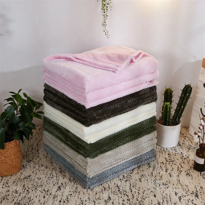  2020 hot sales solid knitted waffle poly fleece