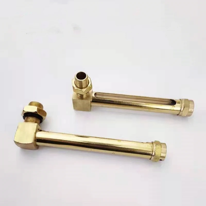 150MM L Type Brass Body Liquid Level Gauge Threaded Glass Tube Sight Glass Hexagon Connection Equal Head OEM Supported Oil NPT