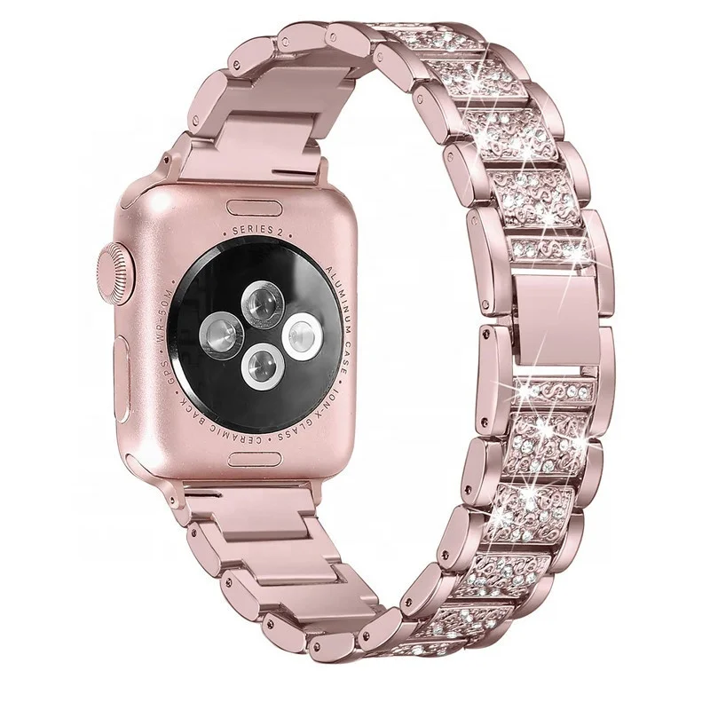 
Luxury Bling Band for Apple Watch 4 3 2 1 Diamond Stainless Steel Bracelet Replacement Strap for iWatch Band 38mm 20mm 42mm 44mm 