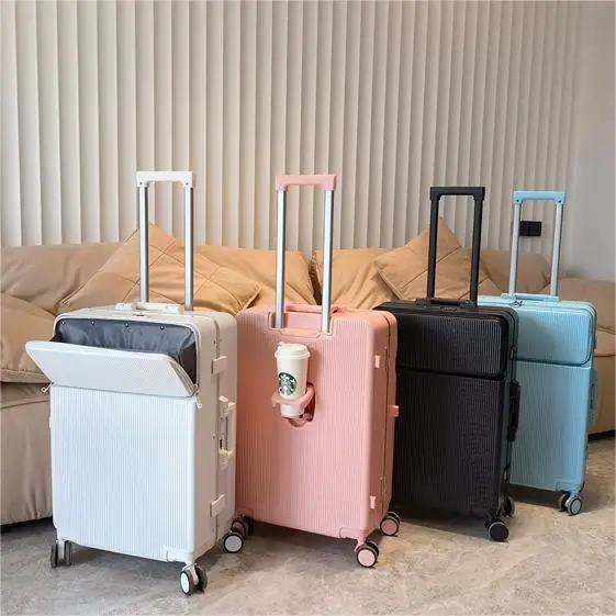 Multifunctional Luggage with front pocket Lightweight Hard side Suitcase Travel Luggage And Cup Holder Aluminum frame with TSA