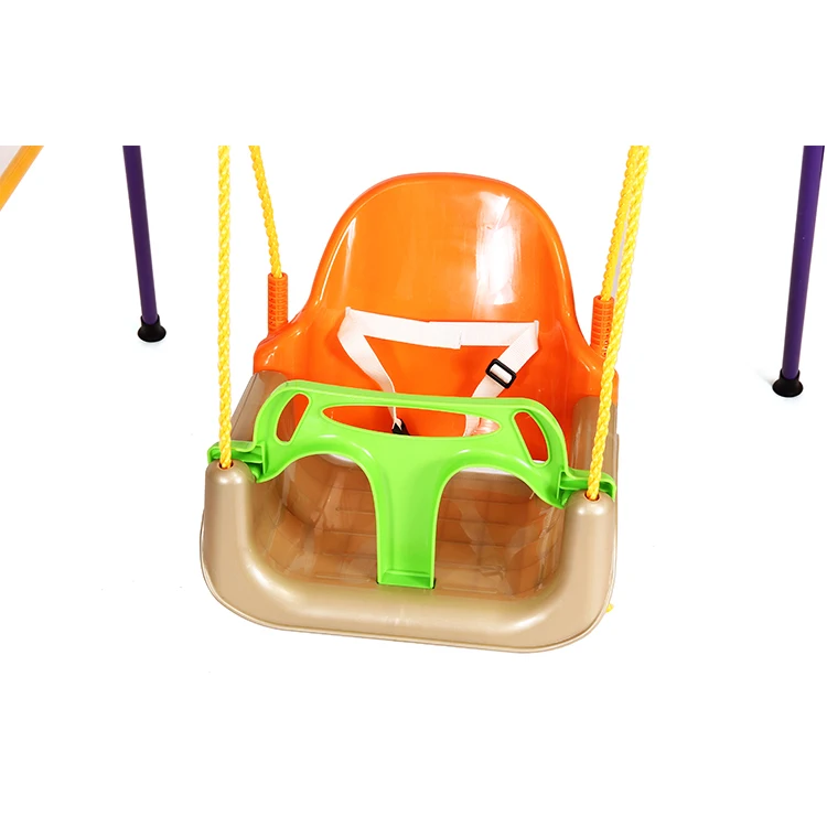 Children outdoor metal stable swing single seat swing with basketball hoop for garden yard