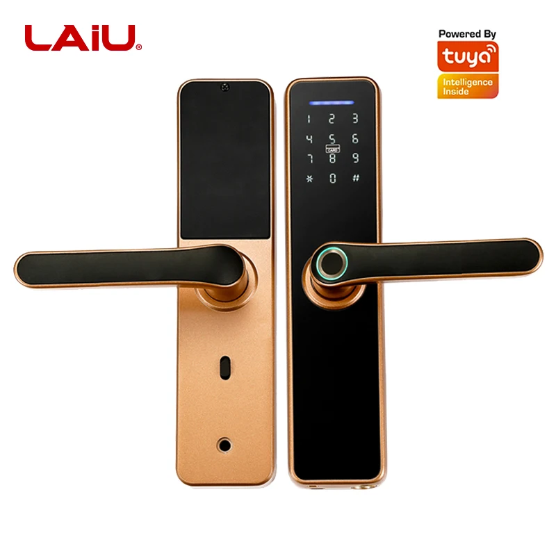 LAIU X7 TTlock/Tuya Biometric Front Wooden Door Lock With Aluminum Alloy Body